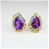 Image 2 : Vintage Style Amethyst and Diamond Earrings