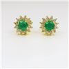 Image 2 : Emerald and Diamond Stud Earrings