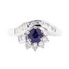 Image 2 : 1.13 ctw Sapphire and Diamond Ring - 14KT White Gold