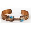 Image 2 : Navajo Copper and Turquoise Feather Bracelet