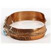 Image 6 : Navajo Copper and Turquoise Feather Bracelet