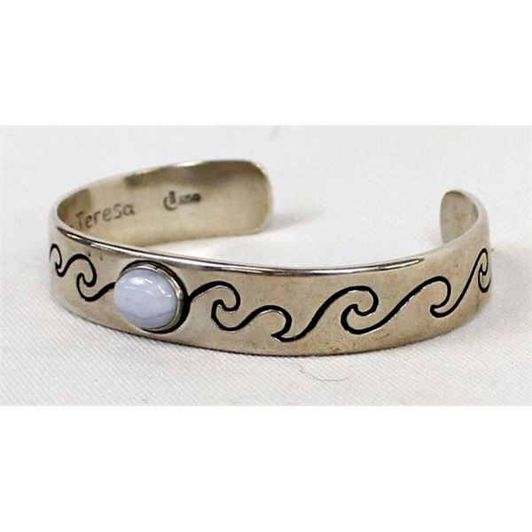 Relios Sterling & Blue Lace Agate Cuff Bracelet