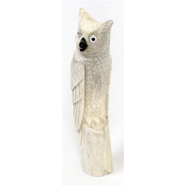 Zuni Carved Antler Owl Fetish by Charles Martinez