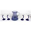Image 1 : Hand Blown Cobalt Blue Margarita Pitcher, Glasses