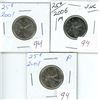 Image 1 : 3 Canadian 25¢ - 2001 'P', 2001 no 'P', 2006 unc 25¢