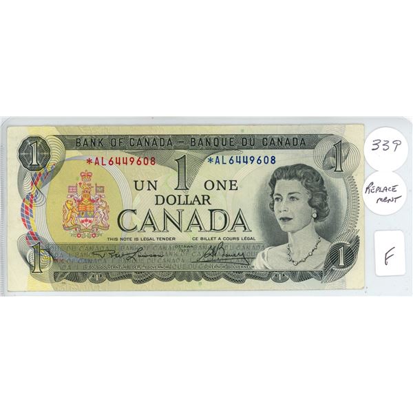 1973 - $1.00 Replacement Note - Lawson/Bouey - *AL6449608 - Fine