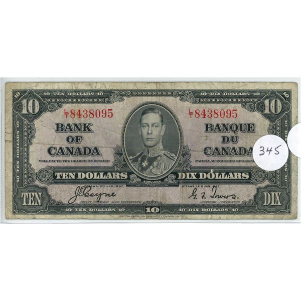 1937 - $10.00 Note - Coyne/Towers - LT8438095 - F
