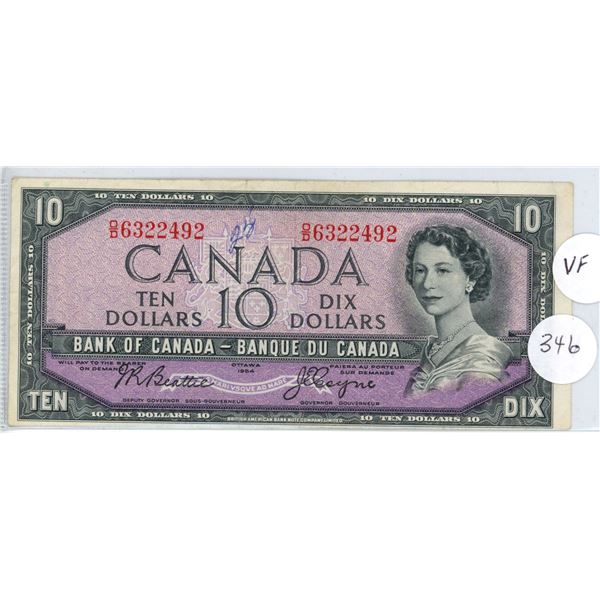 1954 - $10.00 Note - Beattie/Coyne - OD6322492 - VF