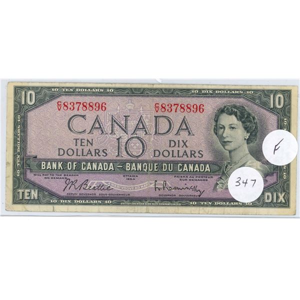 1954 - $10.00 Note - Beattie/Rasminski - CV8378896 - F