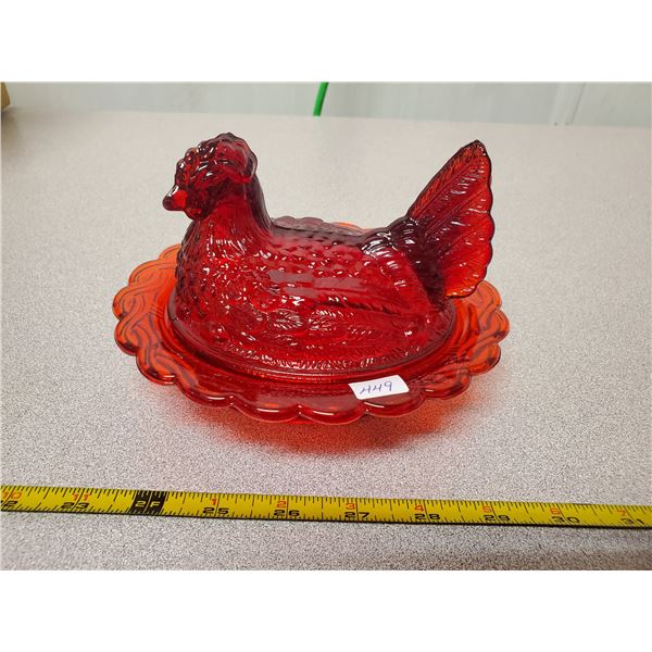 Red hen on nest (rare)