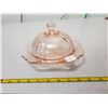 Image 1 : Butter dish, depression glass Pink- Madrid