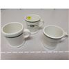 Image 1 : Three green/white restaurant mugs - one marked C.N.I.B.