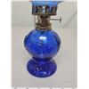 Image 3 : Blue glass oil lamp