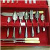 Image 3 : Assorted silver plate Flatware with case and 3 piece carving set