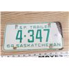 Image 1 : 1964 F & P trailer license plate Saskatchewan