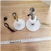 Image 2 : Hobnail milk glass table lamps