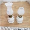 Image 1 : Pari of miniature milk glass coal oil lamps