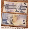 Image 1 : two five dollar bills $5
