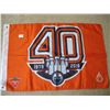 Image 1 : EDMONTON OILERS 40th ANNIVERSARY FLAG  -  24 inches by 36 inches