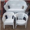 Image 1 : 3 piece white wicker patio set
