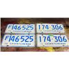Image 1 : 2 pair 1974 and 1976  Saskatchewan license plates - one Farm plates