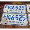 Image 2 : 2 pair 1974 and 1976  Saskatchewan license plates - one Farm plates