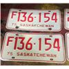 Image 2 : 2 pair 1975 Saskatchewan license plates - one farm set of plates