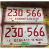 Image 3 : 2 pair 1975 Saskatchewan license plates - one farm set of plates