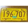 Image 1 : 1967 Saskatchewan license plate