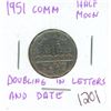 Image 1 : 1951 Comm half moon nickel