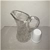 Image 1 : tall clear heavy glass picture jug