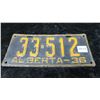 Image 1 : 1936 ALBERTA LICENSE PLATE