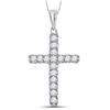 Image 1 : Round Diamond Religious Cross Pendant 1/4 Cttw 10KT White Gold