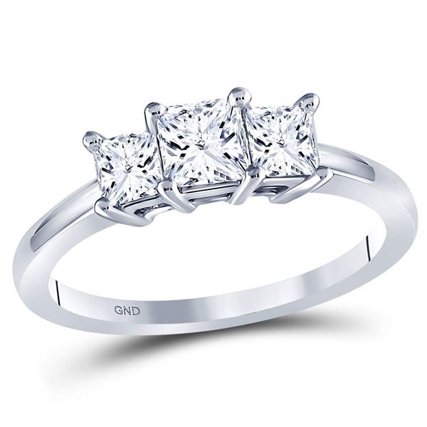 3-stone Bridal Wedding Engagement Ring 1 Cttw 14KT White Gold