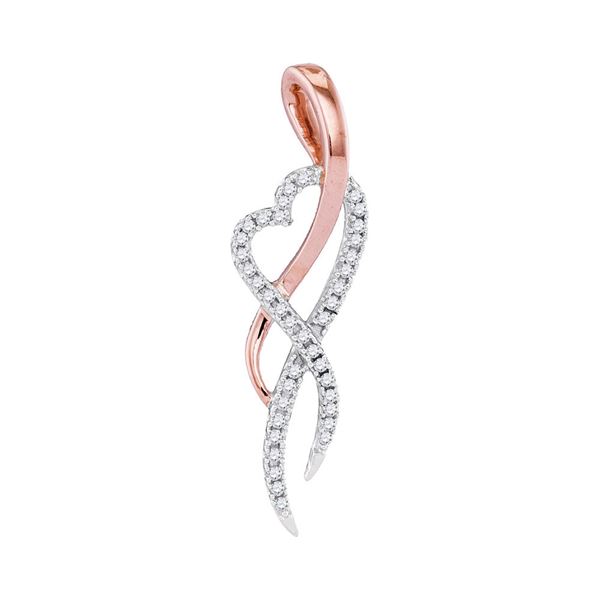 Round Diamond Heart Pendant 1/8 Cttw 10KT Two-tone Gold