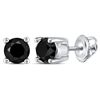 Image 1 : Round Black Color Enhanced Diamond Solitaire Earrings 1 Cttw 10KT White Gold
