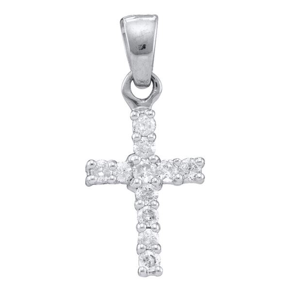 Round Diamond Cross Pendant 1/4 Cttw 10KT White Gold