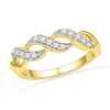 Image 1 : Round Diamond Crossover Band Ring 1/5 Cttw 10KT Yellow Gold