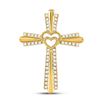 Image 1 : Round Diamond Heart Cross Pendant 1/4 Cttw 10KT Yellow Gold