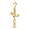 Image 2 : Round Diamond Heart Cross Pendant 1/4 Cttw 10KT Yellow Gold