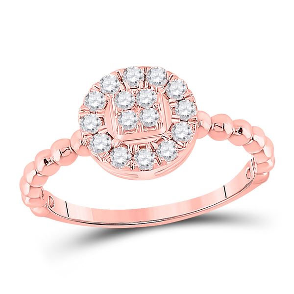 Round Diamond Circle Cluster Ring 1/3 Cttw 10KT Rose Gold