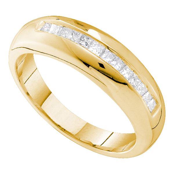 Princess Diamond Wedding Single Row Band Ring 1/2 Cttw 14KT Yellow Gold