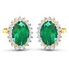 Image 1 : Natural 2.46 CTW Zambian Emerald & Diamond Earrings 14K Yellow Gold - REF-49N3R