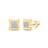Image 1 : Round Diamond Kite Square Earrings 1/10 Cttw 10KT Yellow Gold