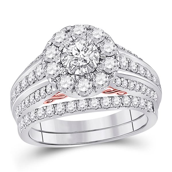 Diamond Bridal Wedding Ring Band Set 1-1/2 Cttw 14KT Two-tone Gold