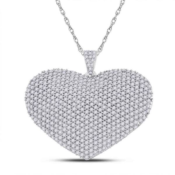 Round Diamond Charmed Heart Pendant 3 Cttw 14KT White Gold