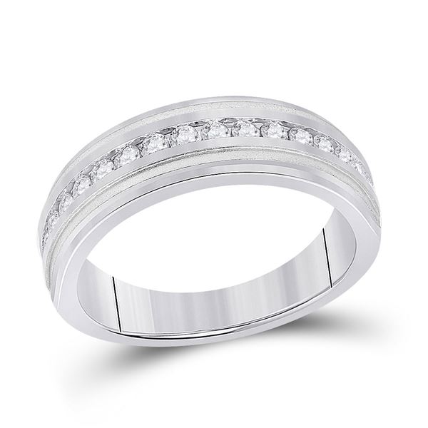 Round Diamond Wedding Single Row Band Ring 1/2 Cttw 10KT White Gold