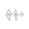 Image 1 : Round Diamond Geometric Cluster Earrings 3/8 Cttw 14KT White Gold