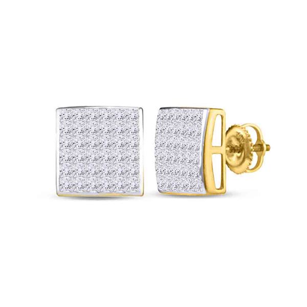 Princess Diamond Square Earrings 1 Cttw 14KT Yellow Gold