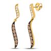 Image 1 : Round Brown Diamond Dangle Earrings 1/2 Cttw 10KT Yellow Gold